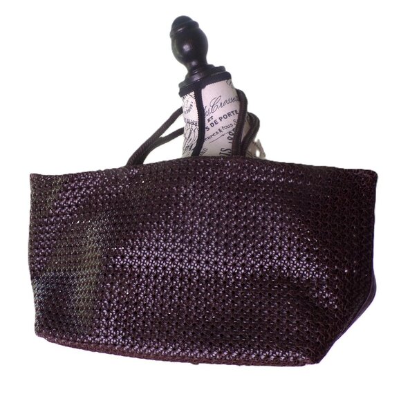 🆕MADEWELL Handwoven Cane Tote Handbag Dark Brown - Picture 4 of 9